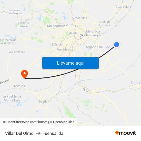 Villar Del Olmo to Fuensalida map