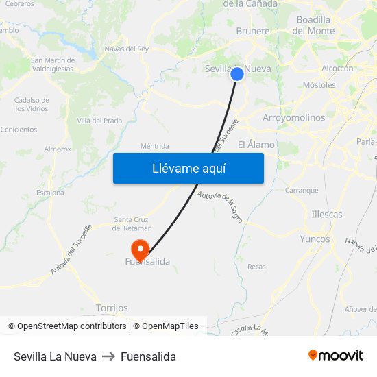 Sevilla La Nueva to Fuensalida map