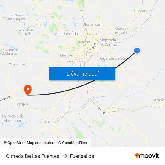 Olmeda De Las Fuentes to Fuensalida map