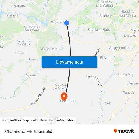 Chapinería to Fuensalida map