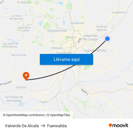 Valverde De Alcalá to Fuensalida map