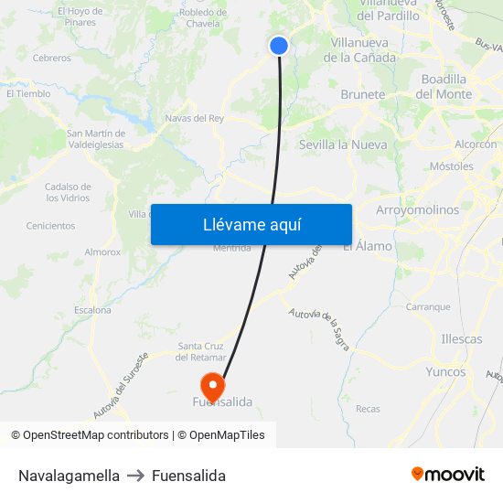 Navalagamella to Fuensalida map
