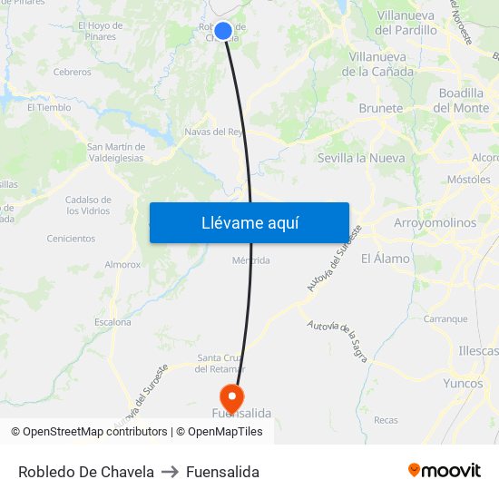 Robledo De Chavela to Fuensalida map
