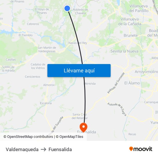 Valdemaqueda to Fuensalida map