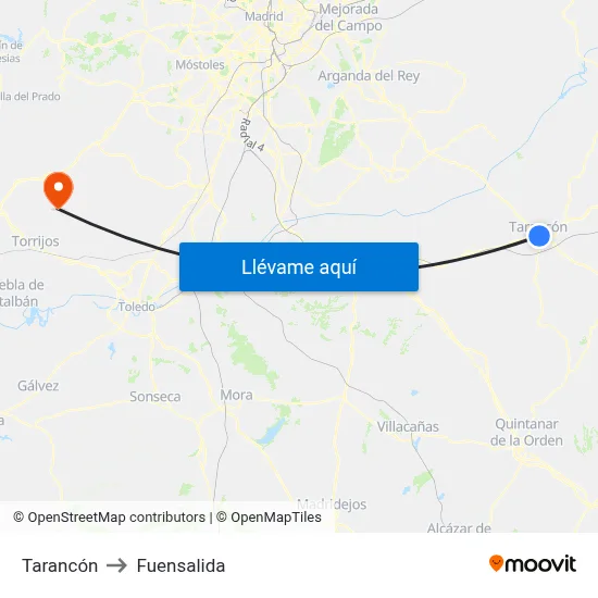 Tarancón to Fuensalida map