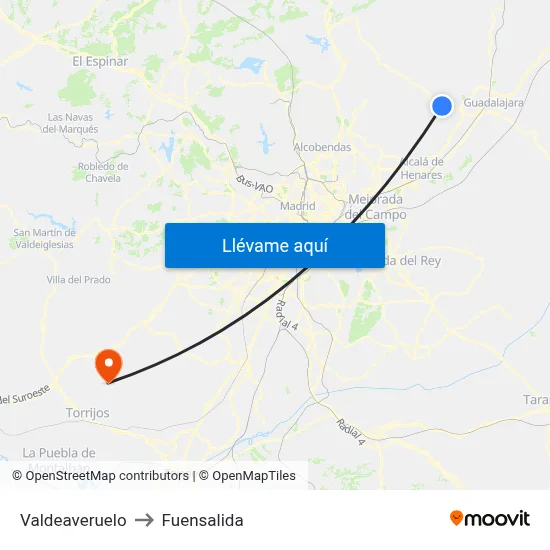 Valdeaveruelo to Fuensalida map