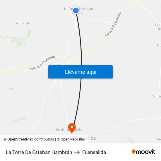 La Torre De Esteban Hambrán to Fuensalida map