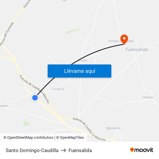 Santo Domingo-Caudilla to Fuensalida map