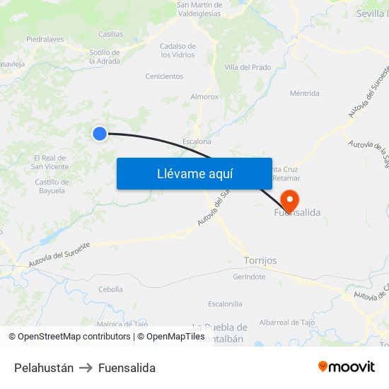 Pelahustán to Fuensalida map