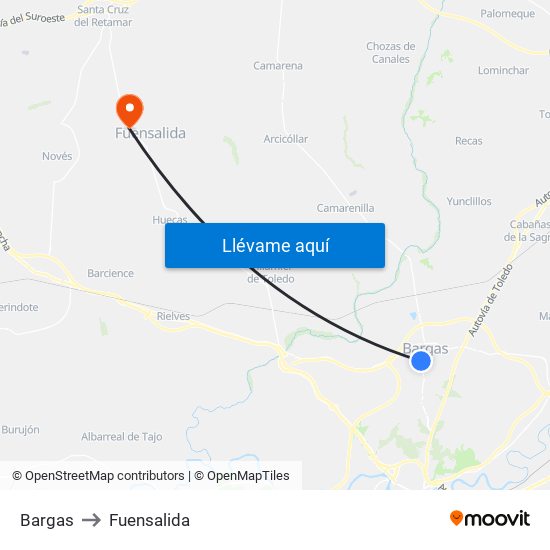 Bargas to Fuensalida map