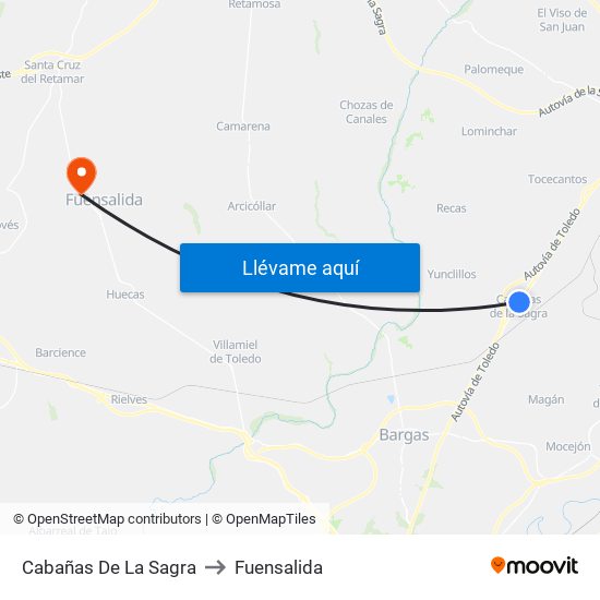 Cabañas De La Sagra to Fuensalida map