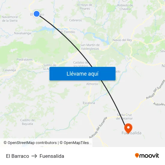 El Barraco to Fuensalida map