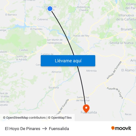 El Hoyo De Pinares to Fuensalida map