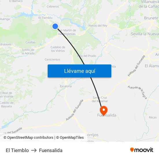 El Tiemblo to Fuensalida map