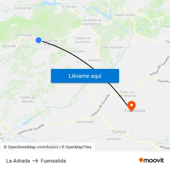 La Adrada to Fuensalida map