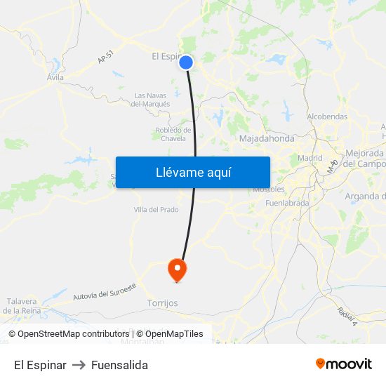 El Espinar to Fuensalida map
