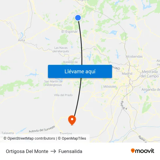 Ortigosa Del Monte to Fuensalida map