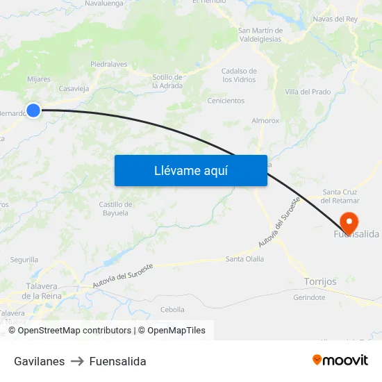 Gavilanes to Fuensalida map