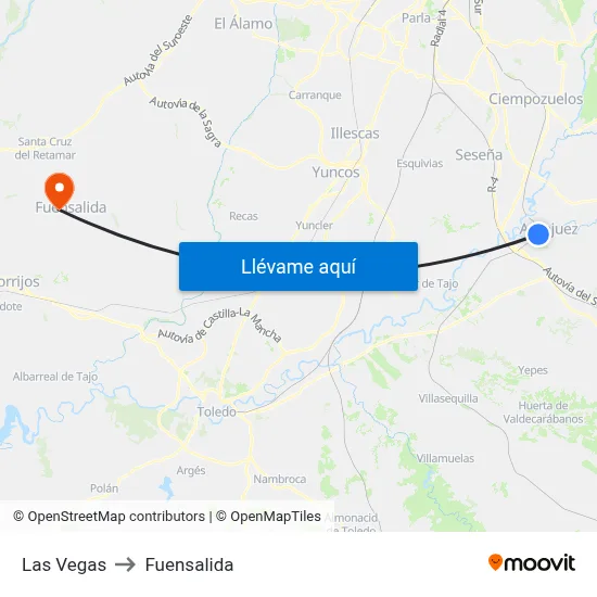 Las Vegas to Fuensalida map