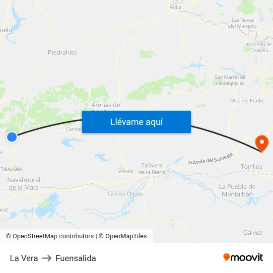 La Vera to Fuensalida map