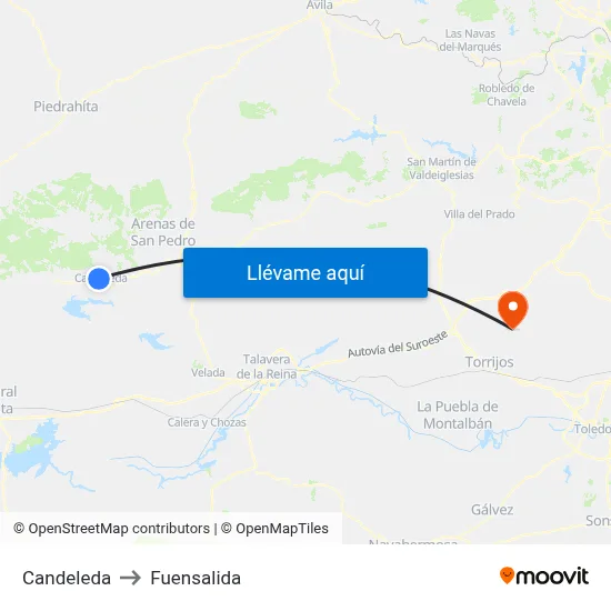 Candeleda to Fuensalida map