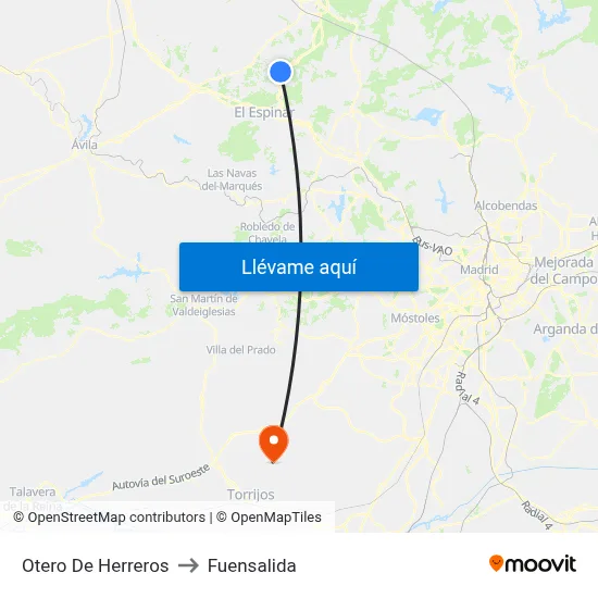 Otero De Herreros to Fuensalida map