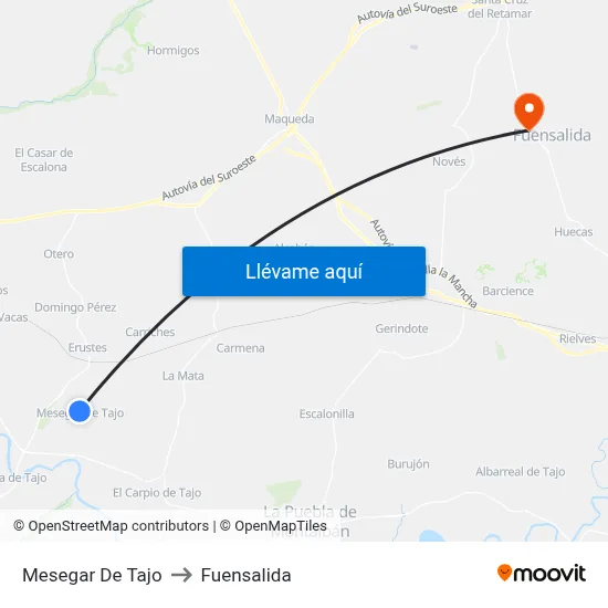 Mesegar De Tajo to Fuensalida map
