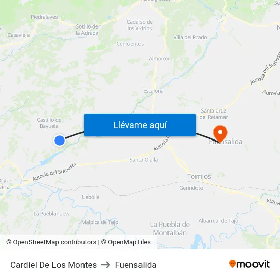 Cardiel De Los Montes to Fuensalida map