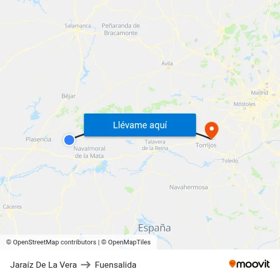 Jaraíz De La Vera to Fuensalida map