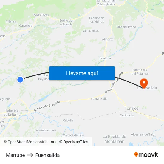 Marrupe to Fuensalida map