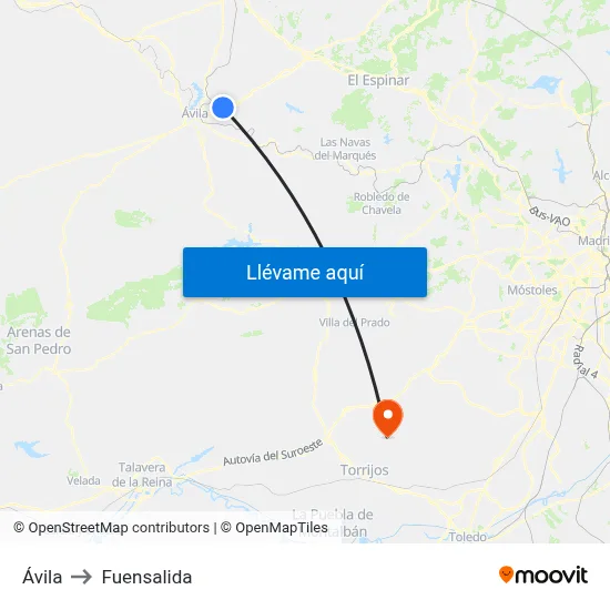 Ávila to Fuensalida map