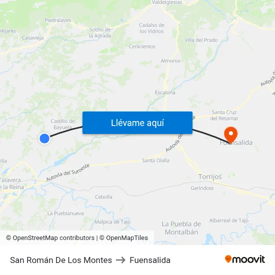 San Román De Los Montes to Fuensalida map