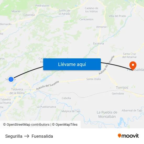 Segurilla to Fuensalida map
