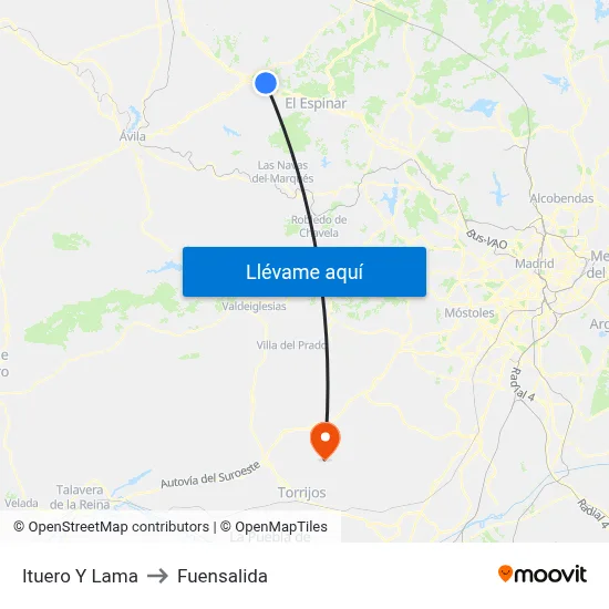 Ituero Y Lama to Fuensalida map