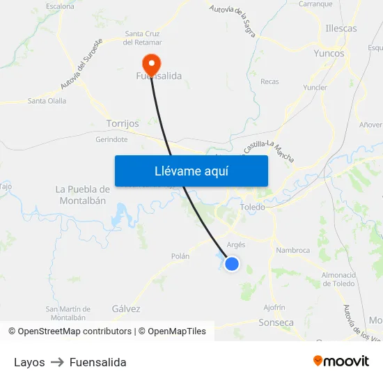 Layos to Fuensalida map