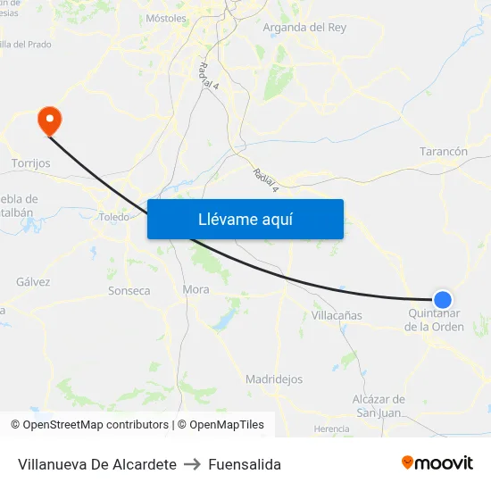 Villanueva De Alcardete to Fuensalida map