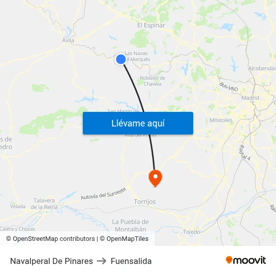 Navalperal De Pinares to Fuensalida map