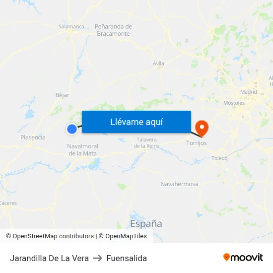 Jarandilla De La Vera to Fuensalida map