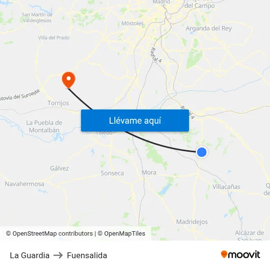 La Guardia to Fuensalida map