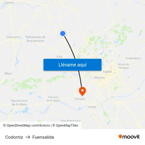 Codorniz to Fuensalida map