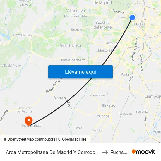 Área Metropolitana De Madrid Y Corredor Del Henares to Fuensalida map