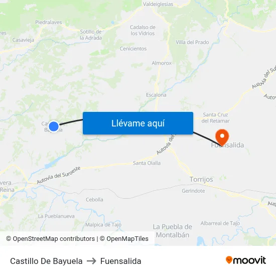 Castillo De Bayuela to Fuensalida map