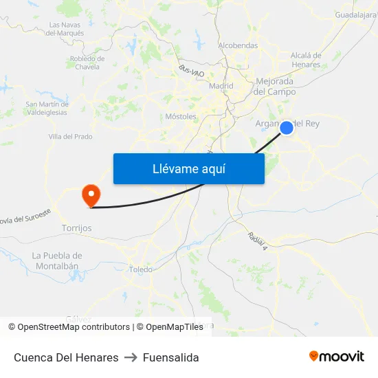 Cuenca Del Henares to Fuensalida map