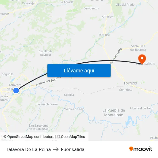 Talavera De La Reina to Fuensalida map