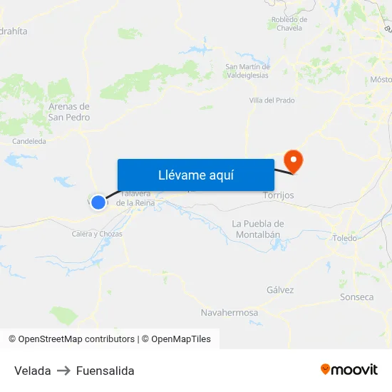 Velada to Fuensalida map