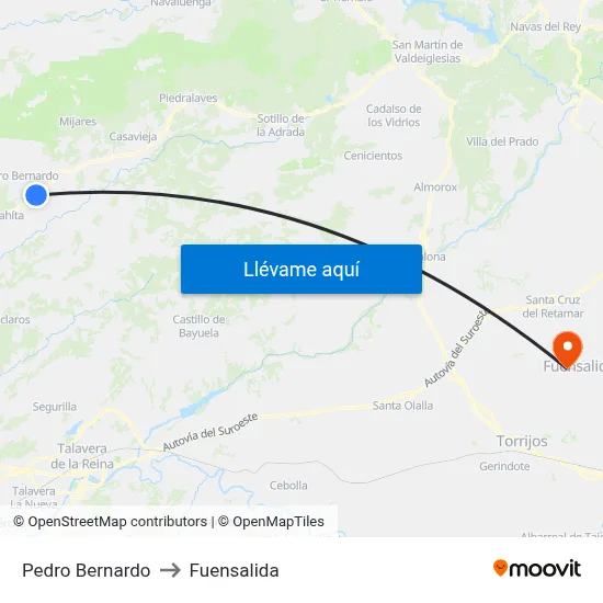 Pedro Bernardo to Fuensalida map