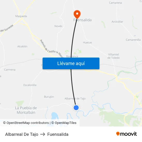 Albarreal De Tajo to Fuensalida map