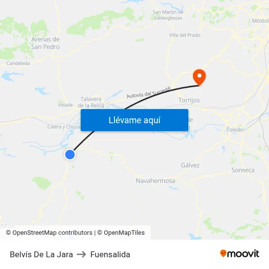 Belvís De La Jara to Fuensalida map