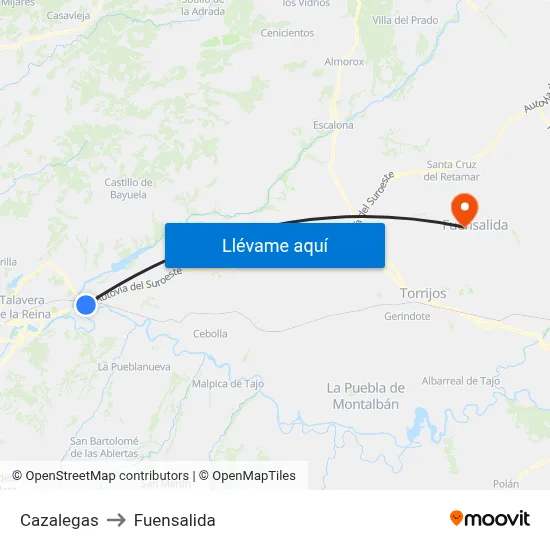 Cazalegas to Fuensalida map