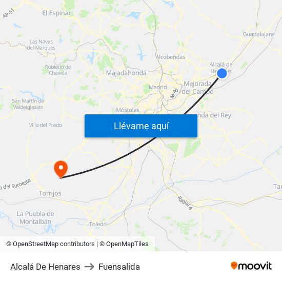Alcalá De Henares to Fuensalida map